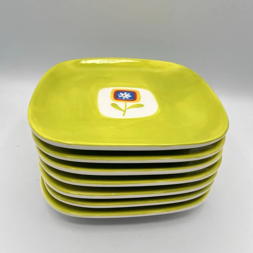 Winston Porter Borgeo Plates Set Of 7 - Green